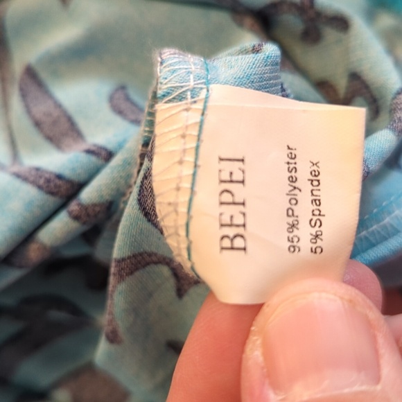 Bepei 2X Long Sleeve Blouse Turquoise Black Paisley Zipper - Picture 12 of 13